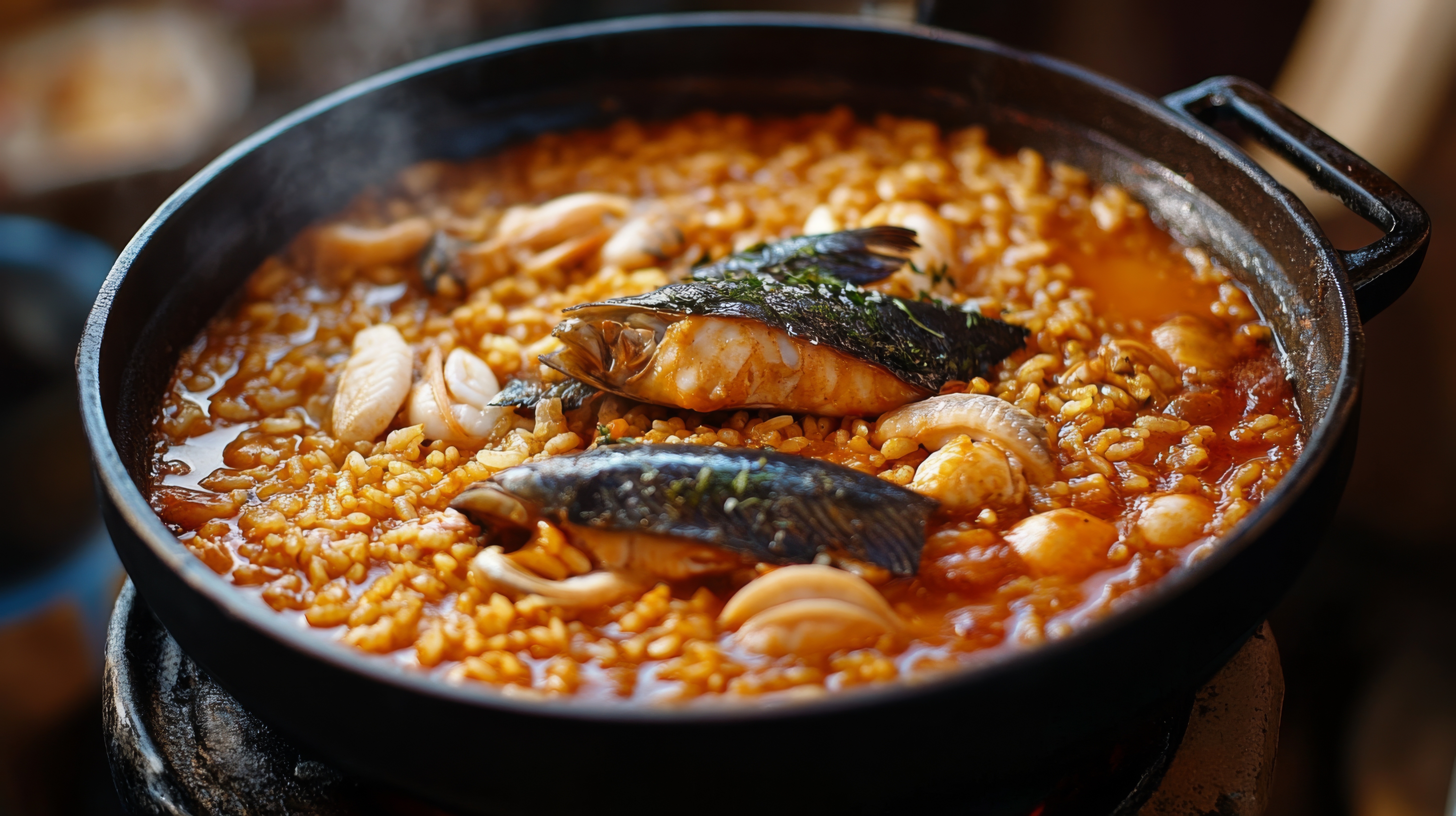 A traditional-style caldero del Mar Menor, illustrating the fish-based rice dishes associated with the Murcia coast.